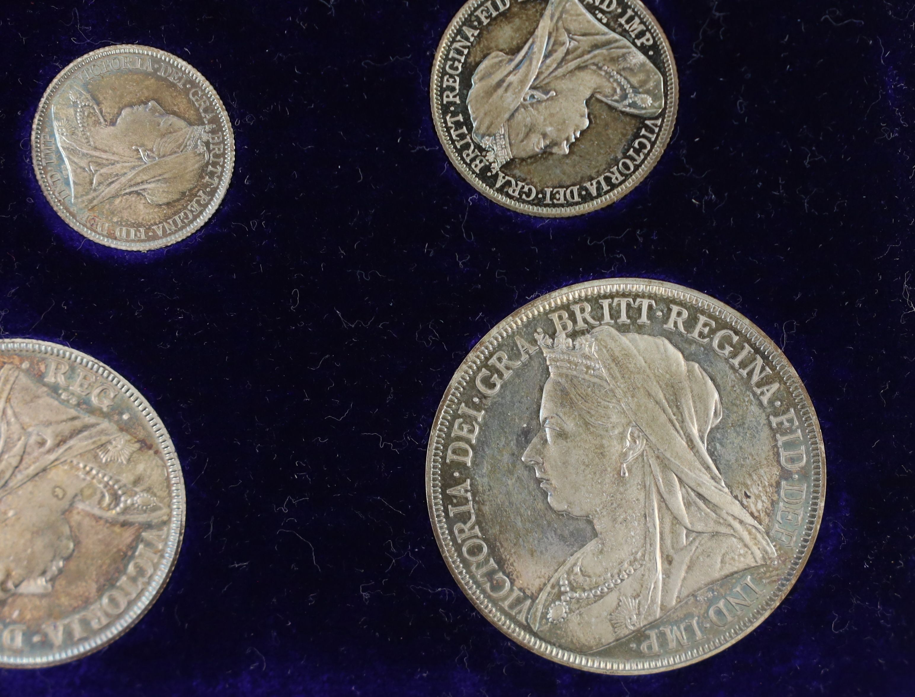 UK coins, a cased Victoria 1893 gold and silver proof coin set